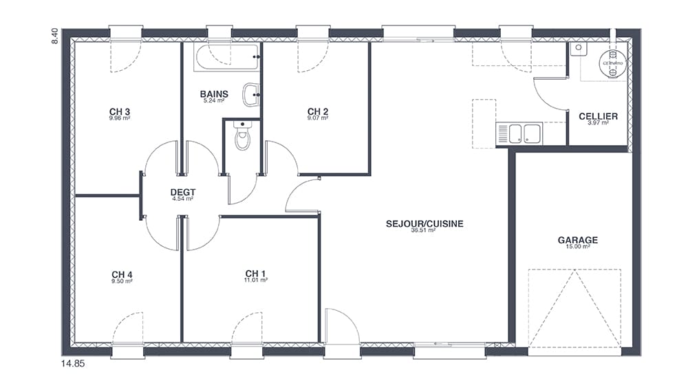 Plan Rez-de-chaussée Family Ile de France